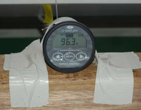 Battery meter temporarly mounted with gaffer tape