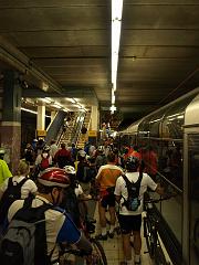  Crowds of cylists at North Sydney station.