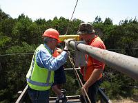  (Loftus, Royal National Park), Attaching the trolley wire to the new bracket.