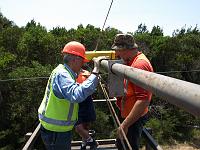  (Loftus, Royal National Park), Attaching the trolley wire to the new bracket.